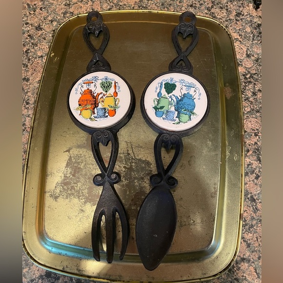 Apco Other - Apco Kitchen Decor - Cast Iron Fork and Spoon.  With design vintage